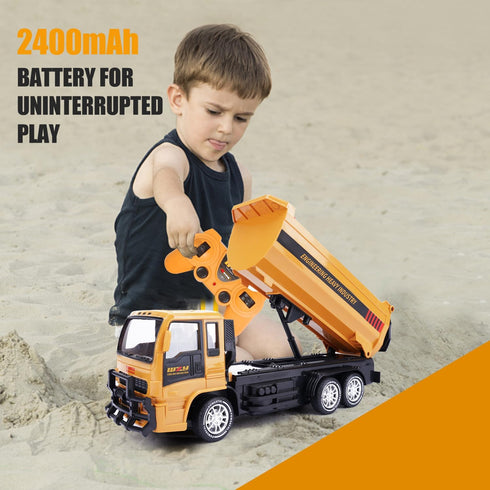 2.4GHz 45 2 3 4 5 6 7 8 Jiakora Remote Control Dump Truck for Kids, RC Construction Vehicle with LED Lights, Dumping