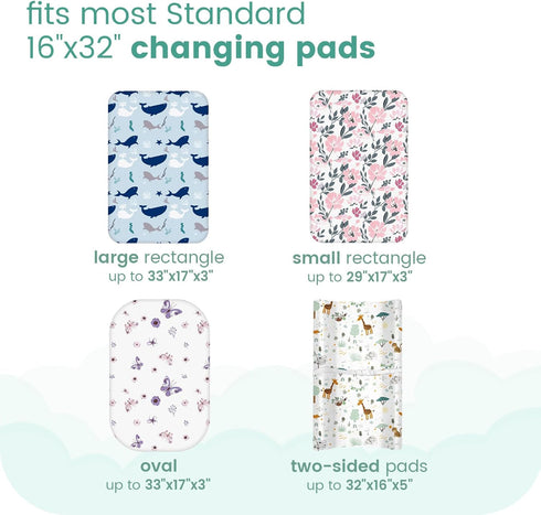TOTCHILL 2 Pack, Light Quilted Changing Pad Cover Soft Fitted Changing Table Covers for Baby Boys and Girls, Butterfly