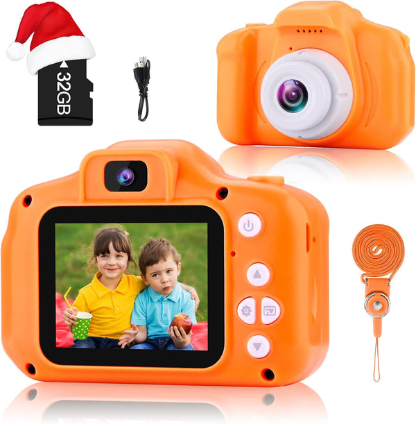 GKTZ Kids Digital Camera - Toys for Girls Age 3-8, Children Camcorder with 32GB SD Card, Birthday Gifts for 3-8 Year