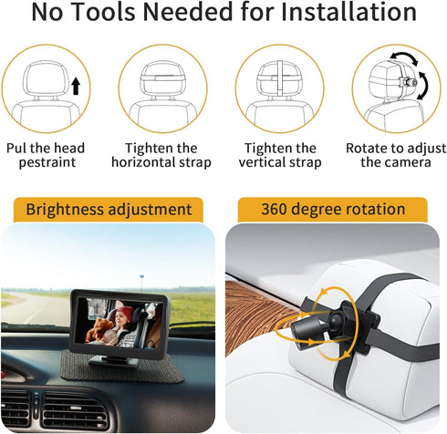 1080P 4.3 inch Itomoro Baby Car Camera, Easily Install Baby Car Mirror Clear Car Baby Camera for Rear Facing Seat