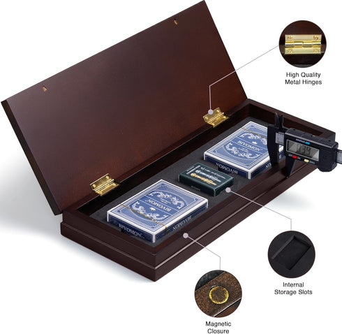 Set 3 9 Pegs2 BIVOMON Wooden Cribbage Board Game with Large Storage Area, Track Cribbage Board, Metal Playing