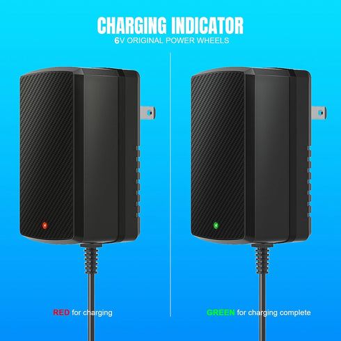 6V Battery Charger for Kids Ride On Car Toys, Wrangler SUV Dynacraft, Kid Trax Toddler Quad, Kidzoon Bumper