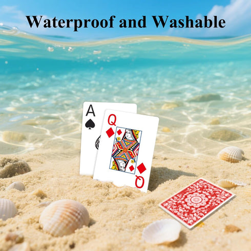 Metsyth 2 Pack Set Plastic Playing Cards Waterproof Cards Poker Card Playing Card Large Print for Adults Seniors, Deck