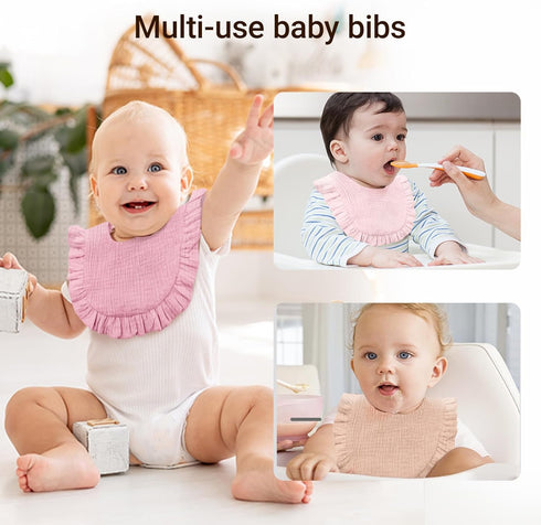 NISXABEBE Bibs,6 Baby Muslin Pcs Drool Bandana Bibs for Baby Girl Drooling and Teething,Soft and Absorbent Cotton