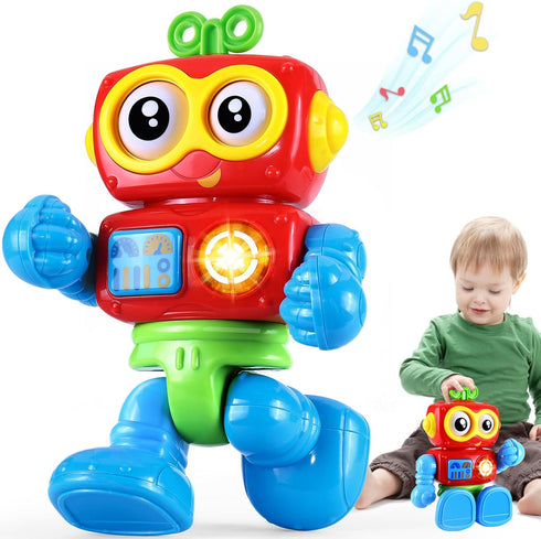 Robot Toys for 1 Year Old Boy - Musical Light Up Educational Toy for 12-18 Months