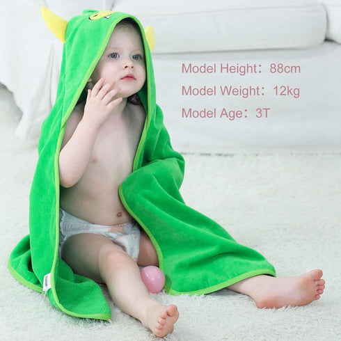 MICHLEY Unisex Baby Animal Hooded Bath Towel, Soft Cotton Beach Swimming Bathrobe for 0-6T, Green