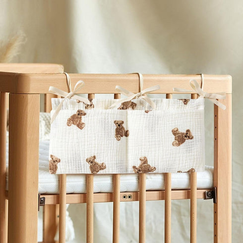 Essivox Hanging Storage Bags for Crib, Little Bear Hanging Storage Organizer, Multi-Purpose Accessories, Storage
