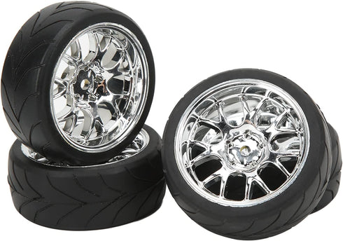 VBESTLIFE RC Tire Set, 4Pcs 2.6inch Rubber Tires with Plastic Rims for Most 1:10 Scale Flat Sports Car