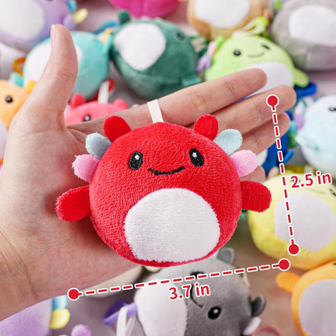 24 Pack Party Favors for Kids - Mini Axolotl Plush Toys Keychains for Goodie Bags Stuffers for Kids,Treasure Box Toys