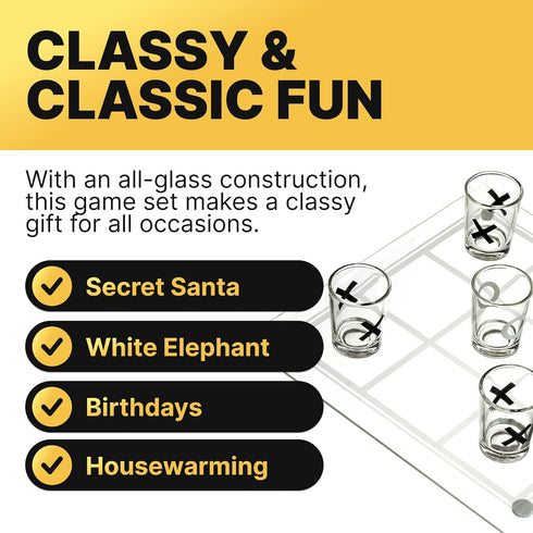 Fairly Odd Novelties Shot Glass Tic Tac Toe, Fun Party Board Drinking Game for Two, Clear