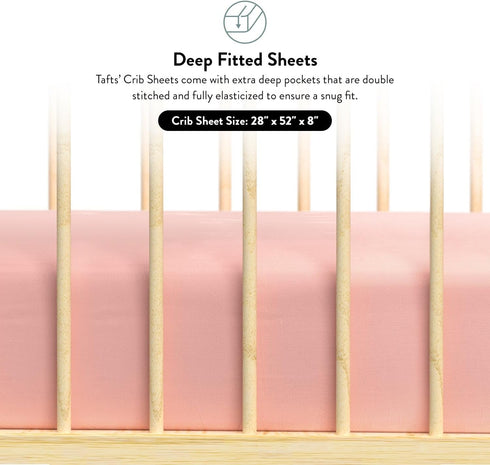 Tafts Crib Sheets, 100% Viscose Bamboo Fitted, 8 Inch Deep Pocket, Standard Crib & Toddler Mattress, Cooling Soft (28 x