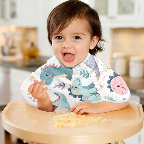 FLildon 2PCS Muslin Burp Cloth for Baby Cute Little Dinosaurs Super Absorbent Burping Cloths, Bibs for Newborn Boys