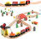 Qilay Wooden Train Set for Toddler - 39 Pcs Wood Train Tracks