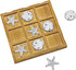 Wooden Tic Tac Toe Game Beach Decor Board Game with Sand Dollars and Starfish for family gatherings or parties 9 X 9 inch - 14 years and up