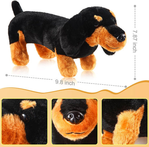 ZJoey 3D Dachshund Dog Plush Stuffed Animal Sausage Dog Soft Pom Plush for Girls Birthday Xmas Gift Bedtime Rest Chair