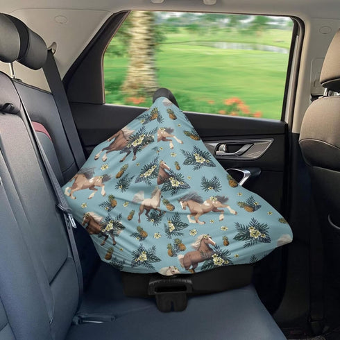 Hechitok Horse Flower Infant Car Seat Cover Nursing Breastfeeding Covers Baby Carrier Cover Car Seat Cover for Babies