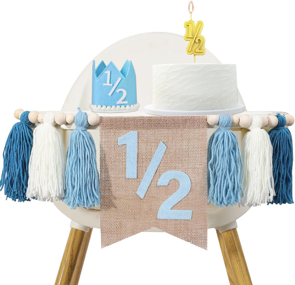 1/2 Birthday Boy Half Birthday Decorations High Chair Banner, 6 Month Girl