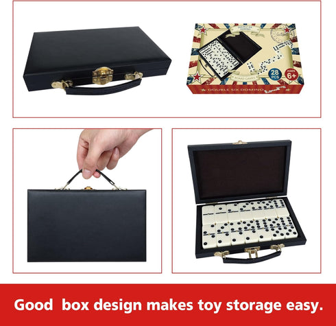6 Set 28 Set GOTHINK Portable Double Dominos for Adults with Storage Box Tiles Dominoes for Holiday Travel Game