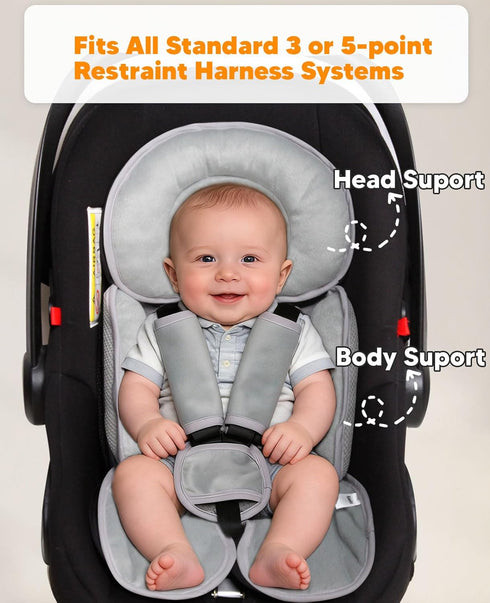 Kaelox 3 1 Infant Car Seat Insert for Newborn Girls Boys, in Reversible Cushion for Carseat with Strap Pads Buckle