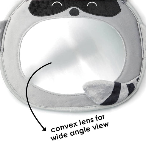 Diono Easy View Racoon Character Baby Car Mirror, Safety Car Seat Mirror for Rear Facing Infant, Fully Adjustable,