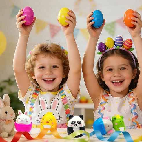 24 Pack Prefilled Easter Eggs with Squishy Toys - Filled Easter Basket Stuffers Party Favors, Slow Rising Stress