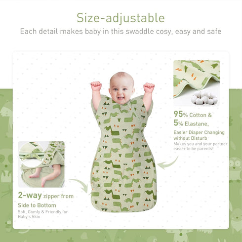 3-Way Wearable Swaddle Blankets Sleep Sacks with Arms Up, Hands Up Sleeping Sack Easy Diaper Changing Sleeping Bag