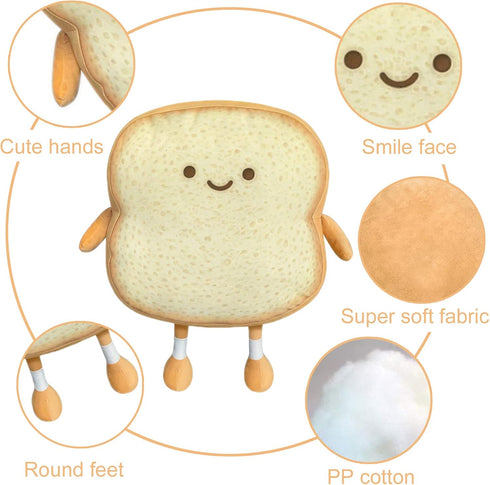 VHYHCY Cute Toast Bread Plush Pillow - Golden Food Toy