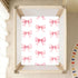CZXW 52" 28" Pink Bows Ribbons Crib Sheets Fitted x Natural Cotton Soft & Breathable for Baby Crib Mattress