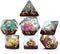 Gate Keeper Games and Dice: Inclusion Dice - 7pc RPG Set with Multi-Colored Dino Eggs & Brown Glitter
