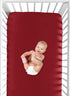 Solid Red Fitted Crib Sheet for Baseball Patch Collection
