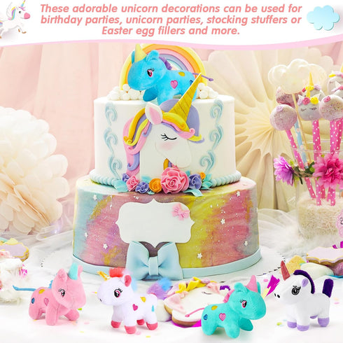 24 Pcs Mini Plush Unicorn Toys Bulk Stuffed DIY Keychain Cotton Unicorn Plush Keychain Small Stuffed Animal for