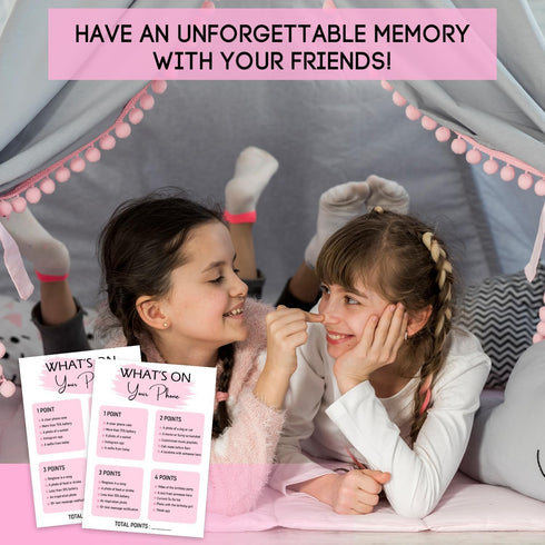 Birthday Party Game - What's On Your Phone, Set of 20 Cards for Girl Birthday Activity Supplies and Decorations