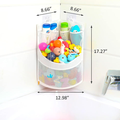 Baby Bathtub Toy Storage, 17" x 13" Mesh Holder for Bathtub Toys, Organizer for 1-3 Year Olds