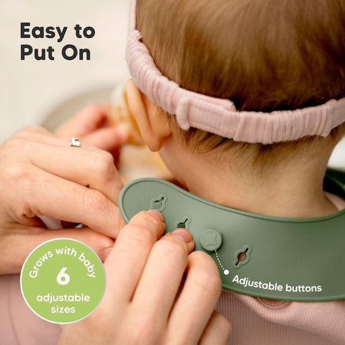 KeaBabies Silicone Bibs for Babies - 2-Pack Food-Grade Pure Silicone, Waterproof Toddler Bibs (Slate)