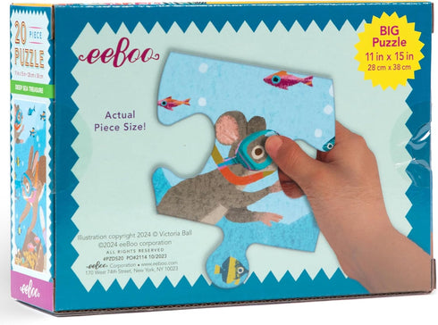 eeBoo: Deep Sea Treasure - 20 Piece Puzzle - 15 x 11 Kids Jigsaw, Oversized Glossy Pieces, Ocean Themed, Preschool Puzzle, Ages 3+