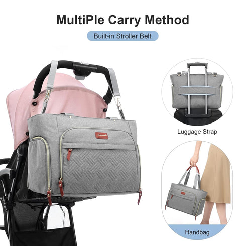 Set, 3-Piece Set 15.7" 8" 11", 3 LOVEVOOK Diaper Bag with Laptop Pocket, Cooler Bag & Changing Pad, Fits Most Breast