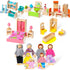 Civaner 52 Pcs Wooden Dollhouse Furniture Set - Miniature Doll House Accessories for 1:12 Scale Dolls