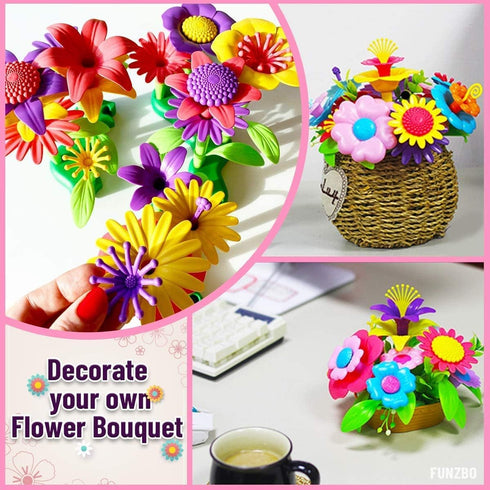 FUNZBO Flower Garden Building Toys for Girls, Toddler Toys for 3-7 Year Olds, Stacking Toys for Outdoor Play