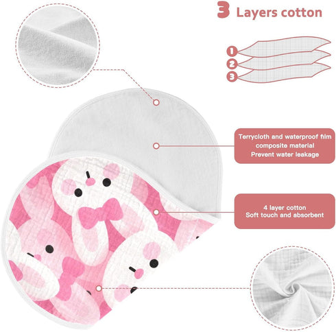 tplaotee 22x11in Cartoon Cute Rabbit Pink Cotton Baby Burp Cloth Good Absorbent? Baby wash Cloth for Babies Girls