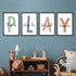TQianJiang 4 11"16" Playroom Wall Art for Kids Piece PLAY Letter Prints with This is Where the Fun Stuff Happens Quote