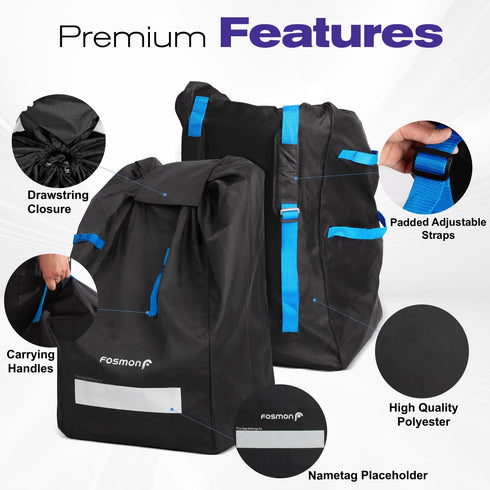 Backpack Car Seat Travel Bag for Airplane,Padded Adjustable Straps, Large Gate Check Bag for Air Travel,Heavy Duty