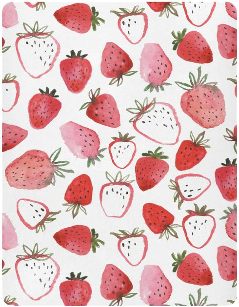 Fitted Crib Sheets for Boys Girls, Soft Breathable Comfortable Watercolor Strawberries Baby