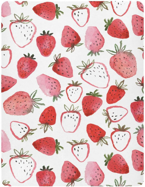 Fitted Crib Sheets for Boys Girls, Soft Breathable Comfortable Watercolor Strawberries Baby