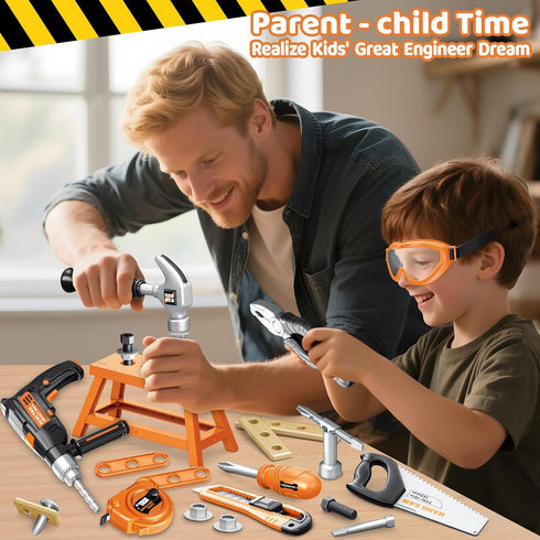 Set 41PCS Set 3,4,5,6,7,8, OCHIDO Kids Tool with Tool Box & Electronic Toy Drill, Toddler Tool Kids Construction Toys