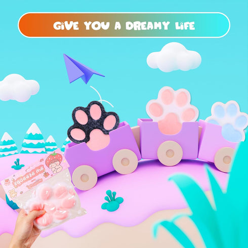 JIACAI 1pcs 5.5in Packaging Big Cat Paw Squishy FuFu Squishy Cute Adorable Soft Silicone Squeeze Toy for Stress Relief