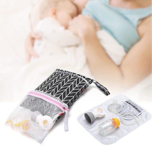 Damero Waterproof Breast Pump Parts Organizer Bag - Black Arrow Design