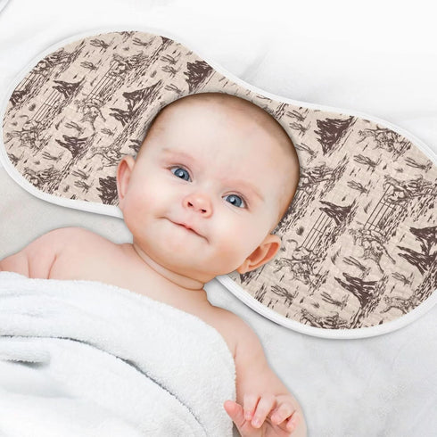 CHUROUSY Set 1 22 11 Inch Western Baby Muslin Burp Cloths of American Cowboy Muslin Washcloths Cute Milk Spit Up Rags