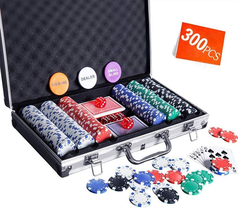 Poker Chip Set - 300PCS 11.5 Gram Chips with Aluminum Case for Texas Holdem and Blackjack