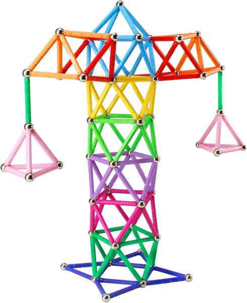 Magnetic Building Blocks Set, 132 Pieces Non-Toxic 3D Puzzle Toys for Kids and Adults, Magnet Stem Toys