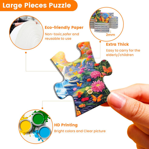 4 Packs 36 Large Piece Puzzles for Seniors, Dementia Puzzles, Alzheimer's Cognitive Games with 4 Storage Bags